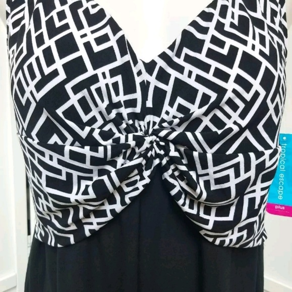 Tropical Escape Other - New Tropical Escape Plus Swim Skater Dress Black